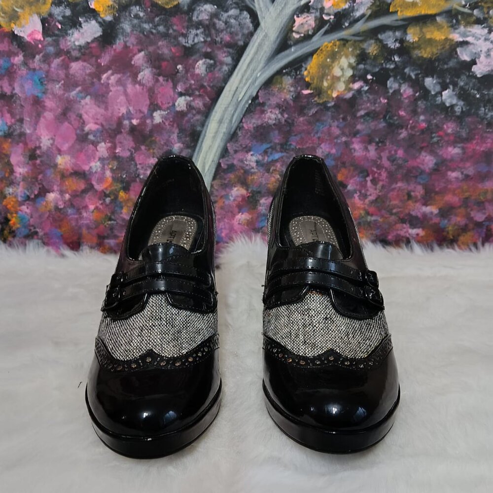 Apt.9 Women's Patent Leather & Tweed Black Heels 7.5